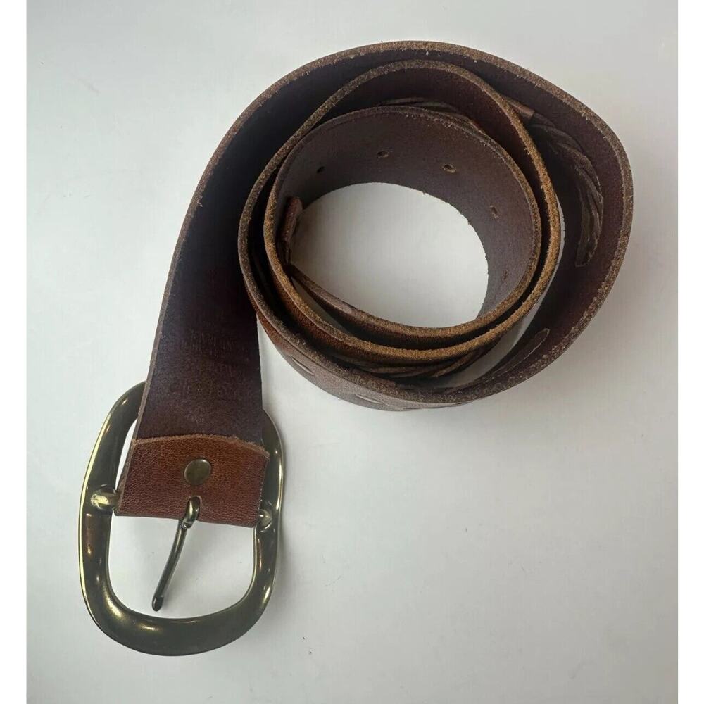 Linea Pelle Braided Woven Genuine Leather Handmade Belt With Buckle Brown Medium - Picture 9 of 13